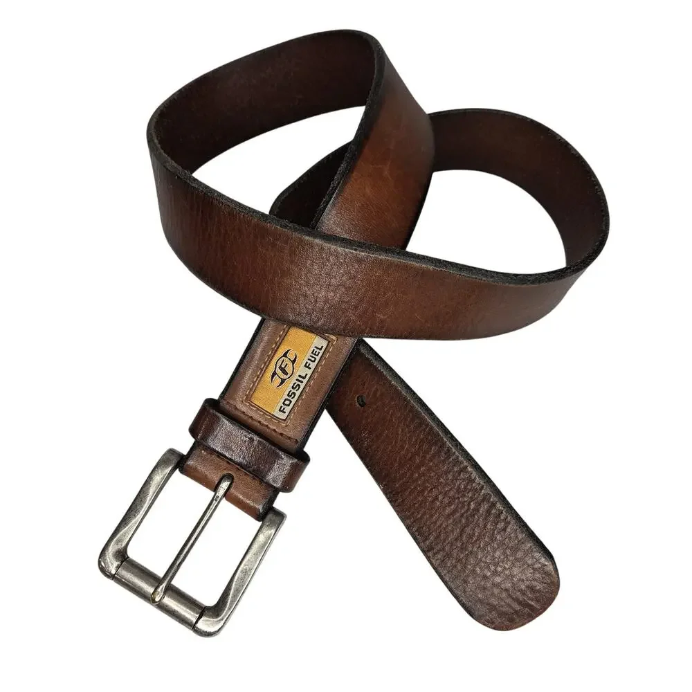 Fossil Fuel Distressed Brown Leather Unisex Belt size M Brown Vintage Style